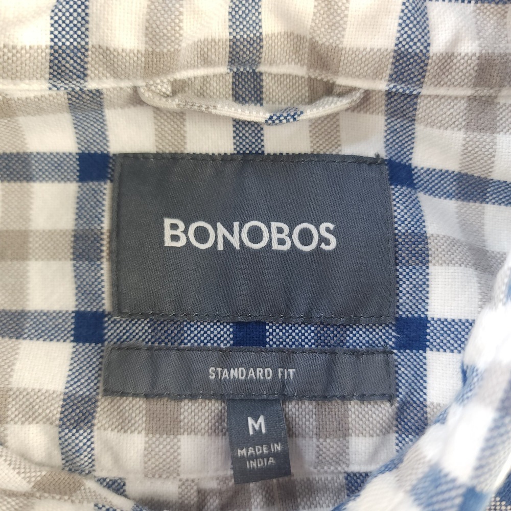 Bonobos Shirt Mens Medium Blue‎ Gray Check Long Sleeve Button Down Cotton Pocket - Picture 4 of 9